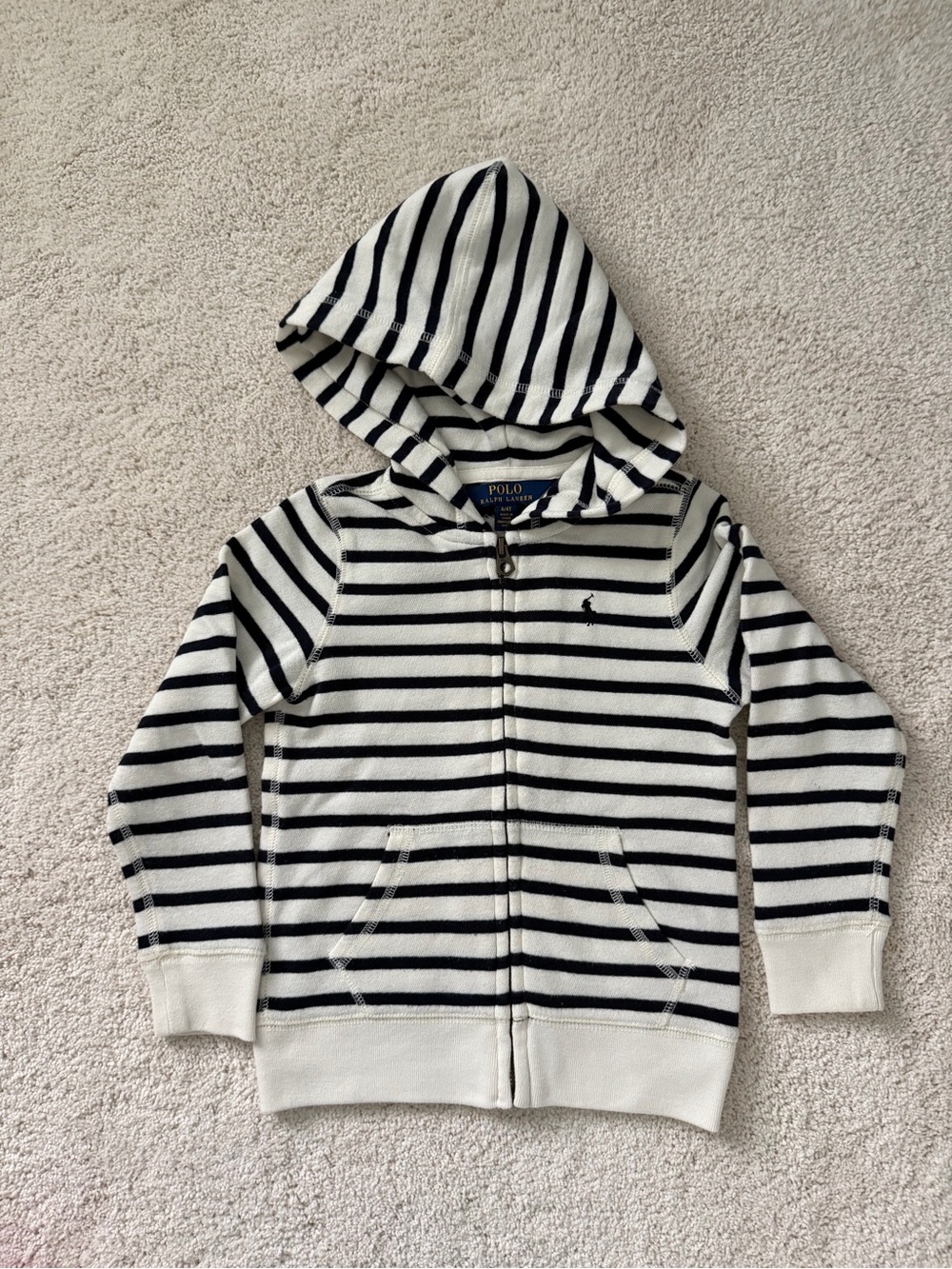 Toddler girls size 4 Polo by Ralph Lauren Kids Navy & White Striped Zip Hoodie